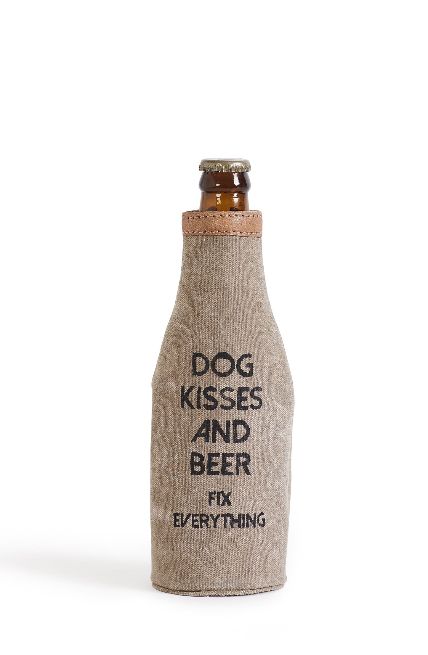 Dog Kisses Up-Cycled Canvas Bottle Cover